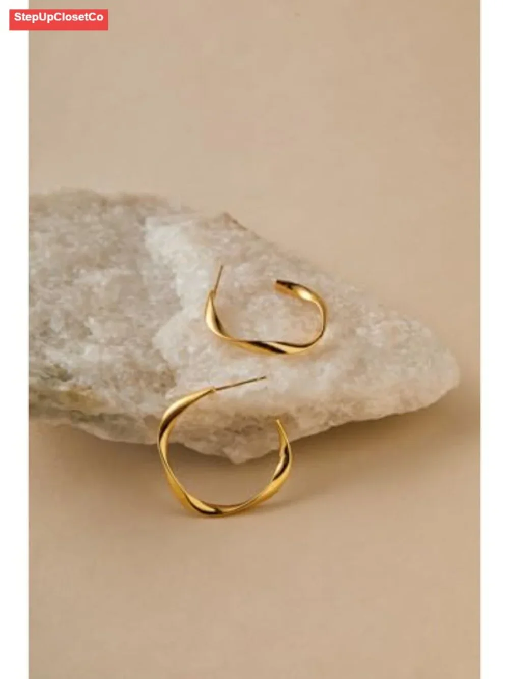 14K Gold Plated Twisted Hoop Earrings for Women Hypoallergenic Jewelry